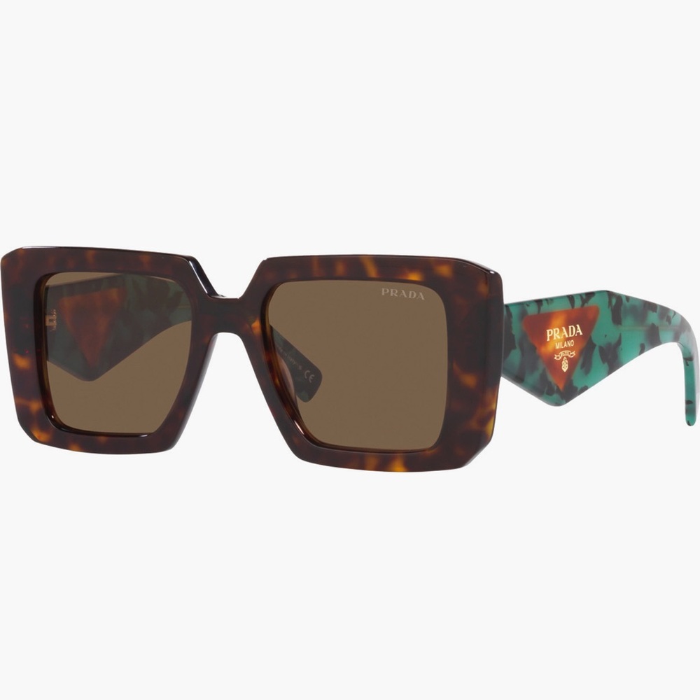 Prada Tortoise Brown and Green Square Sunglasses - Brand New and in the Box